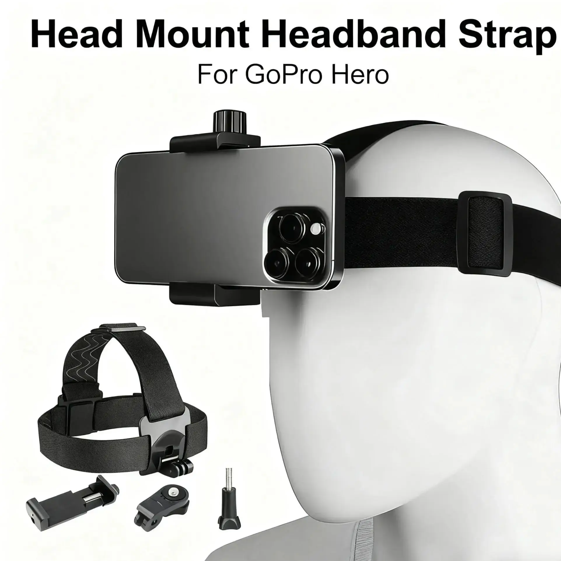 Head Mount Headband Strap Mobile Phone Holder Kit For GoPro Hero 13 12 11 10 9 8 7 AKASO SJCAM DJI Action Camera