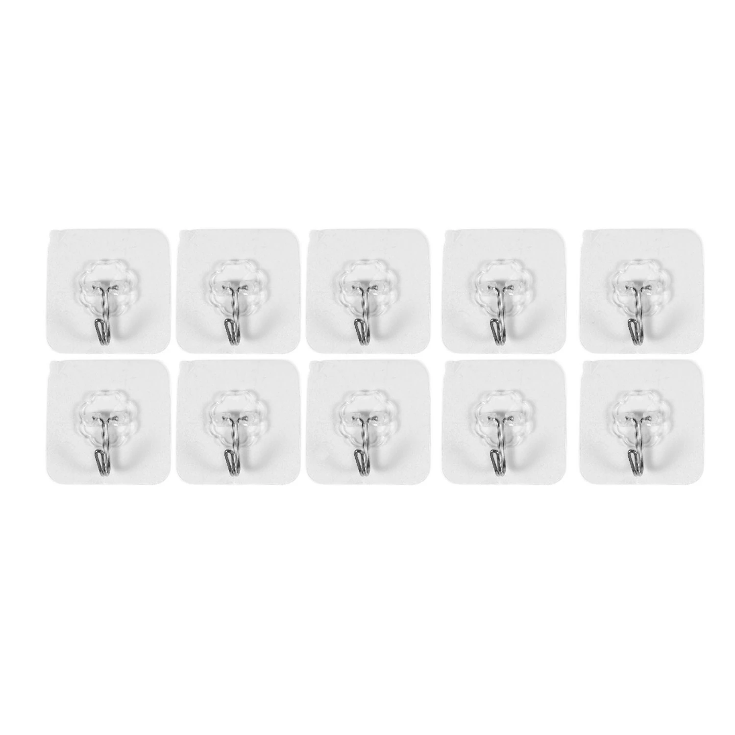 

10 Packs Reusable Adhesive Hooks,Transparent Heavy Duty Wall Hooks with No Scratch, Waterproof and Oilproof for Bathroom F