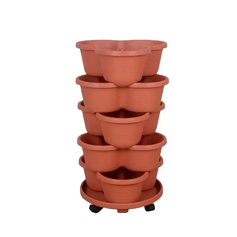 F2 Plastic Powder Coated Vertical Stackable Garden Pot for Strawberry Flower Hydroponic Planting System Tower