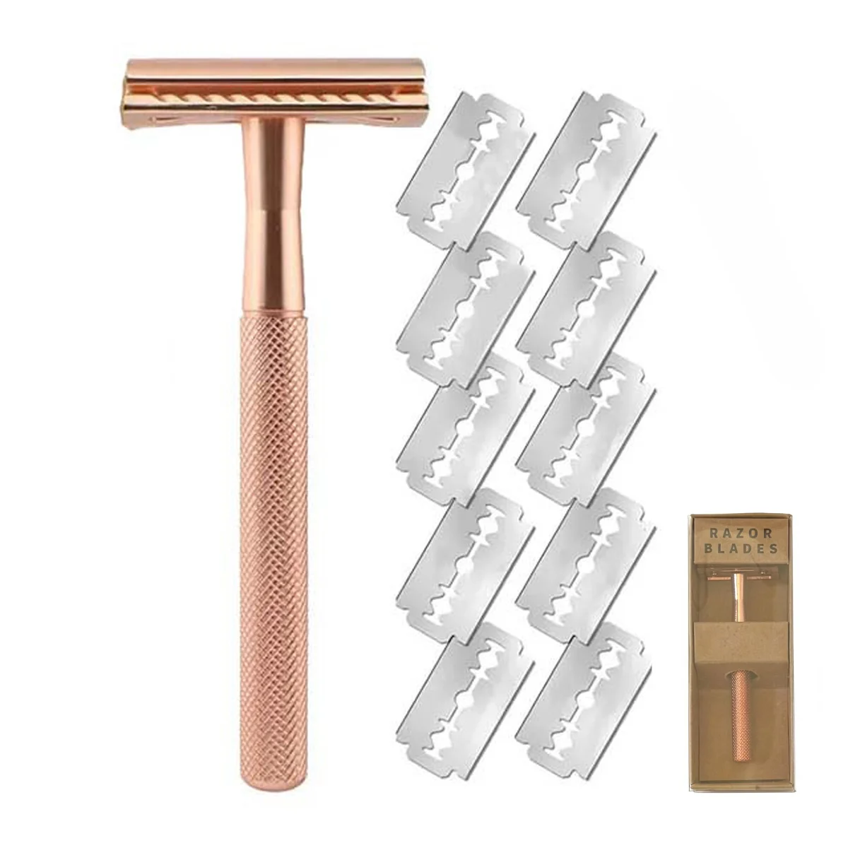 Weighted Handle Safety Razor for Men Single Blade with 10 Double Edge Safety Blade Refills for Smooth Shaving