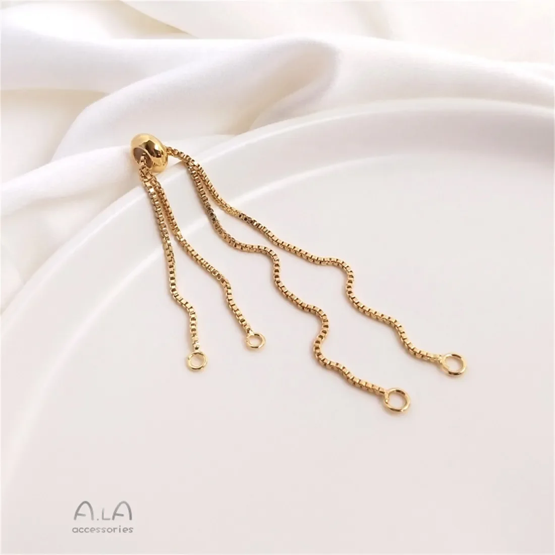 14K18K Gold Box Bracelet Korean Edition with Adjustable Silicone Beads DIY Double Suspension Extension Chain Jewelry Accessories