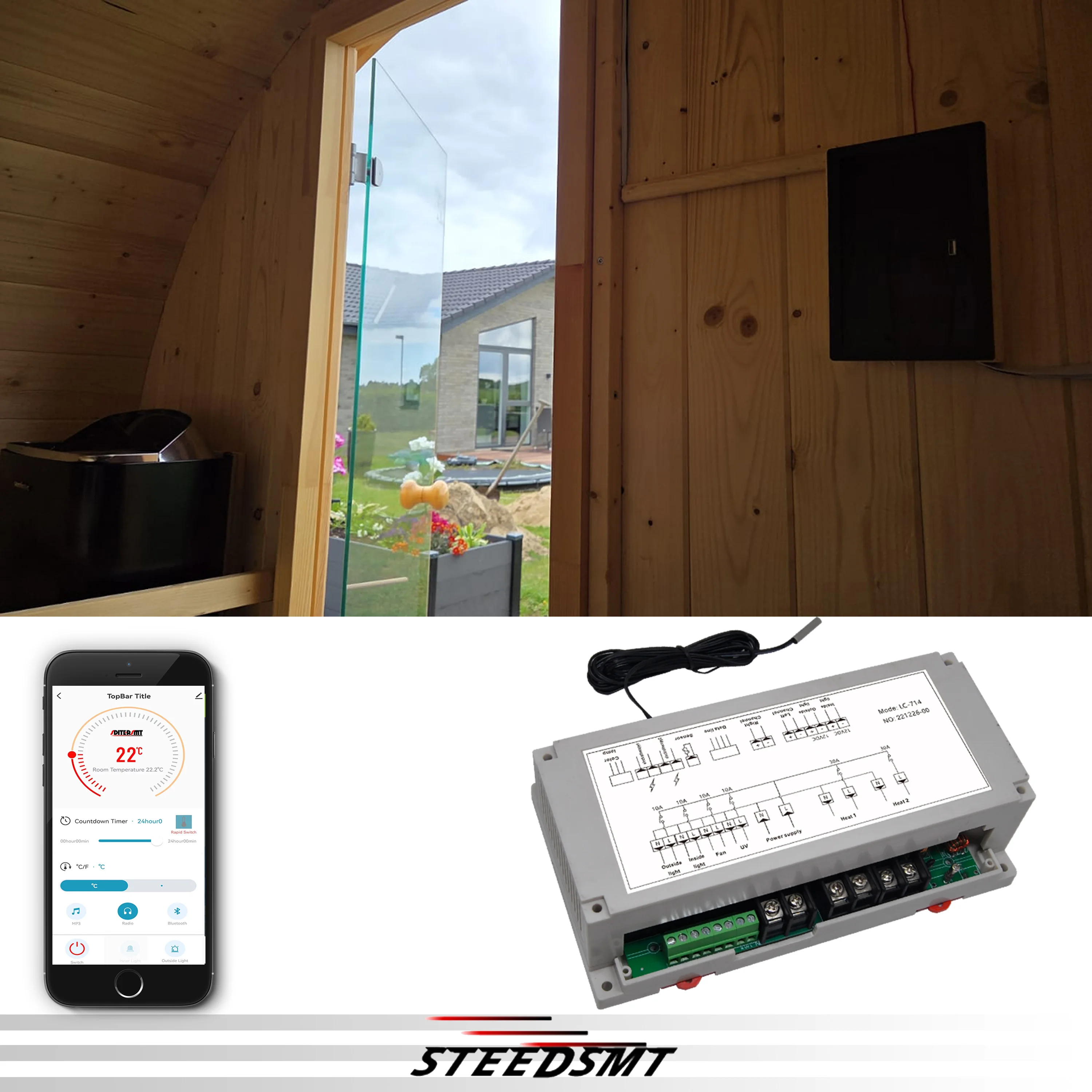 WIFI Sauna Multifunctional Control Panel for High-Power Heating Through AC Contactor 4.5KW/9.0KW/11kW/18KW