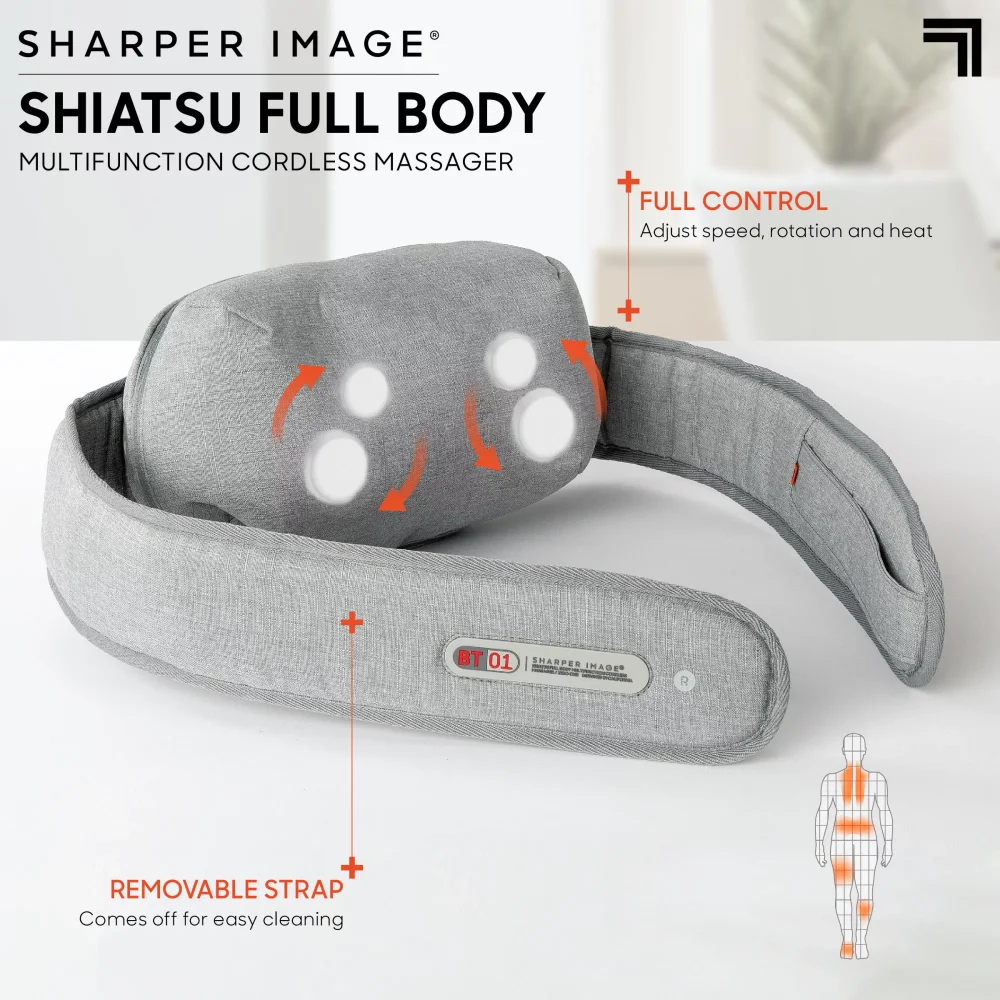 Shiatsu Full Body Multifunction Cordless Massager for Neck and Back, Relaxation and Calming Sensation