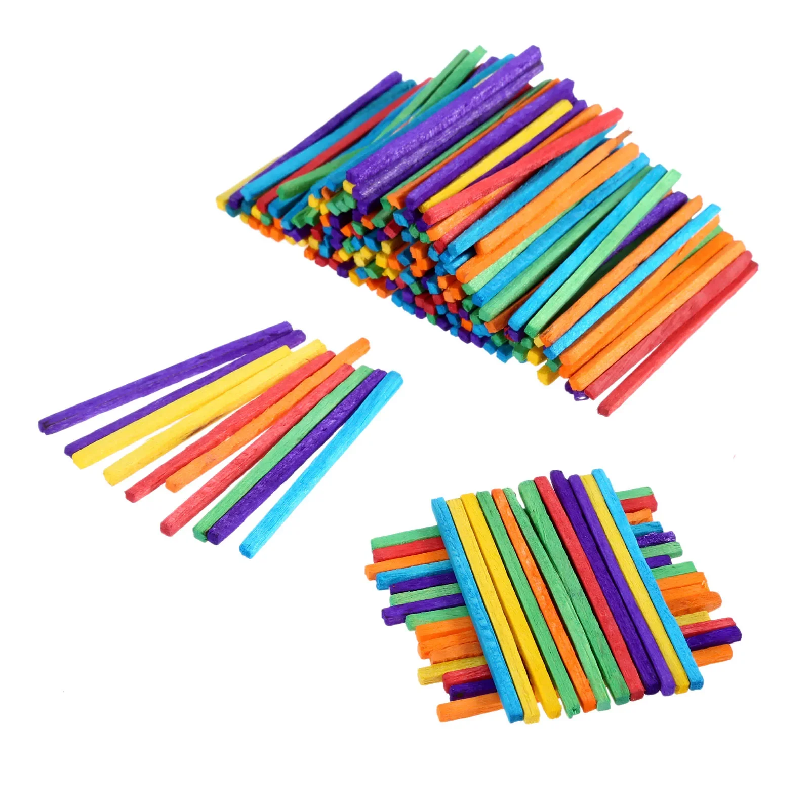 500/200pcs Wood Sticks Match Rods Colorful 3D Puzzle DIY Craft Kids Mathematics Teaching Aids Educational Learning 4.2cm long