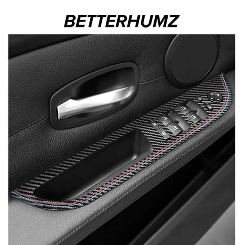 Betterhumz For BMW E60 Serie 5 2008-2010 Made of Alcantara Window Switch Lifter Panel Trim Sticker Car Interior Auto Accessories