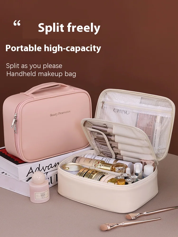 

Cosmetic bag women's large-capacity portable 2025 new cosmetics storage bag high-value partition going out handbag