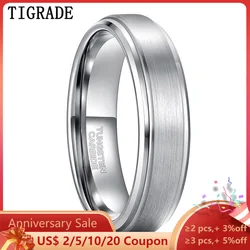 Tigrade Tungsten Carbide Ring for Man Wedding engagement Band 6/8mm Silver Color Brand Classic Design Engraving Rings size 15