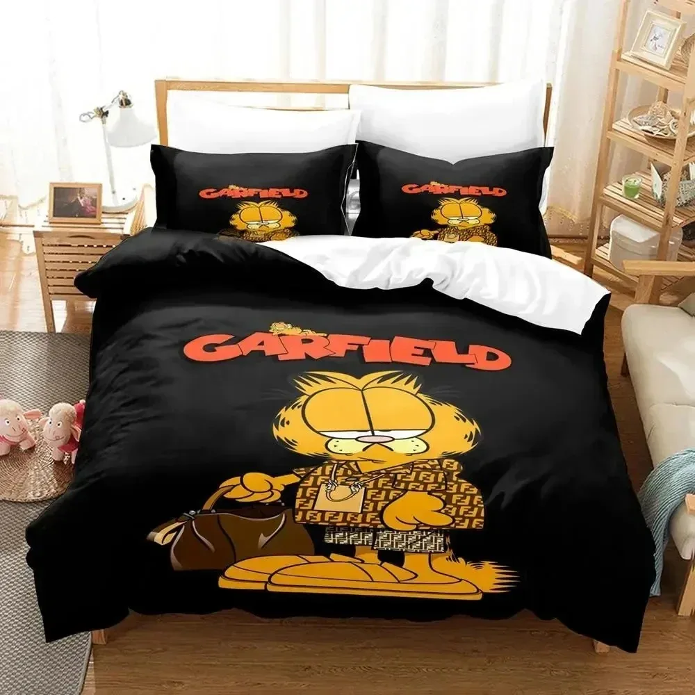 3D Print Orange Cat Cartoon Bedding Set Duvet Cover Bed Set Quilt Cover Pillowcase Comforter king Queen Size Boys Adult Bedding