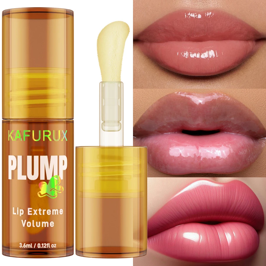 1PC Ginger Lip Balm Turmeric Lip Plumper Oil Radiant Fuller Lips for Smoother,Plumping Lip Volumizing Serum Sexy Lip Makeup