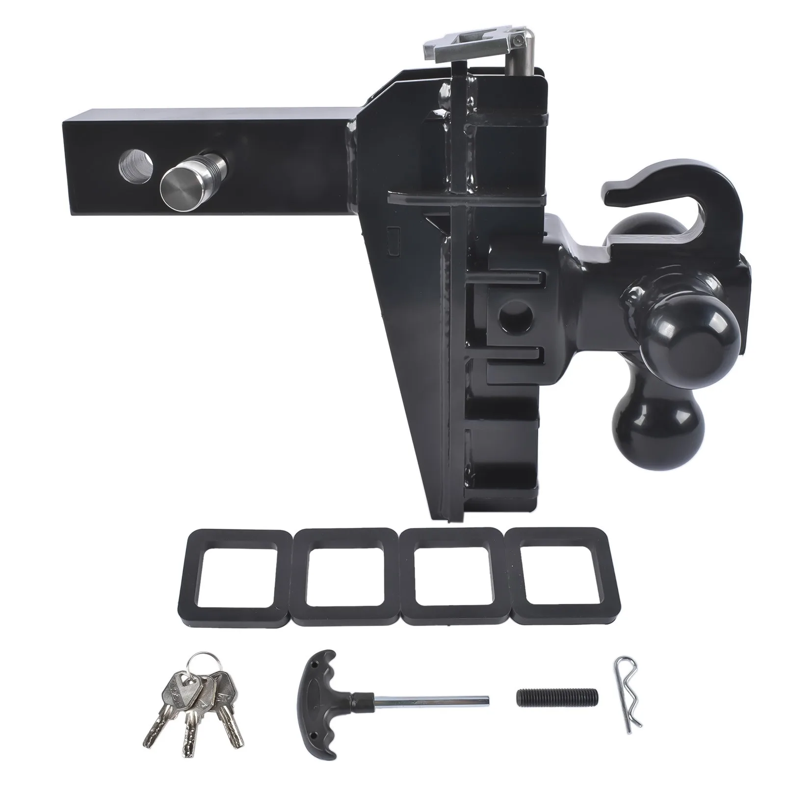 AP03 Trailer Hitch with Hook,Tri-Ball Drop Hitch,Fits 2-Inch Receiver, 6 Inch Drop Hitch, 17000 LBS GTW-Class 3 Tow Hitch