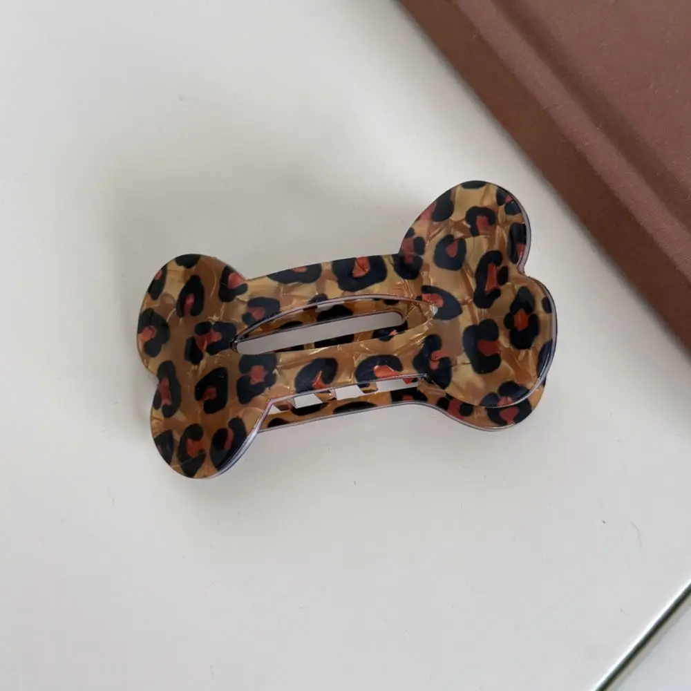 Elegant Bone Shape Hair Claw Clip Flat Design Comfort Style Sweet Cool Accessory Retro Leopard Ponytail Holder Fashion