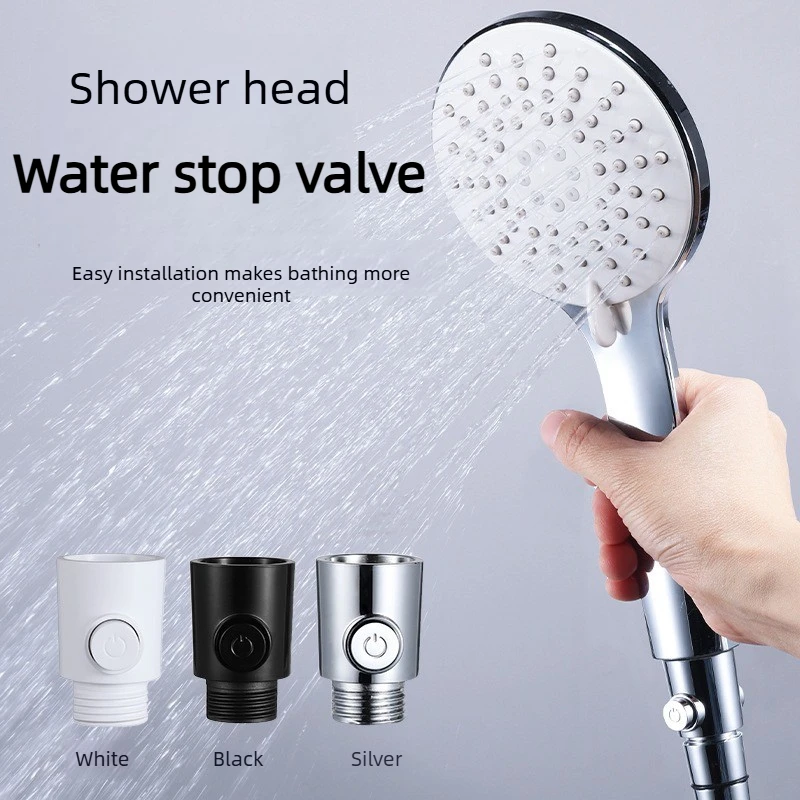 

2PCS Plastic Head Arm Diverter One-Button Water Pressure Control Water Stop Valve Flow Limiter Sprayer Shut-Off Switch
