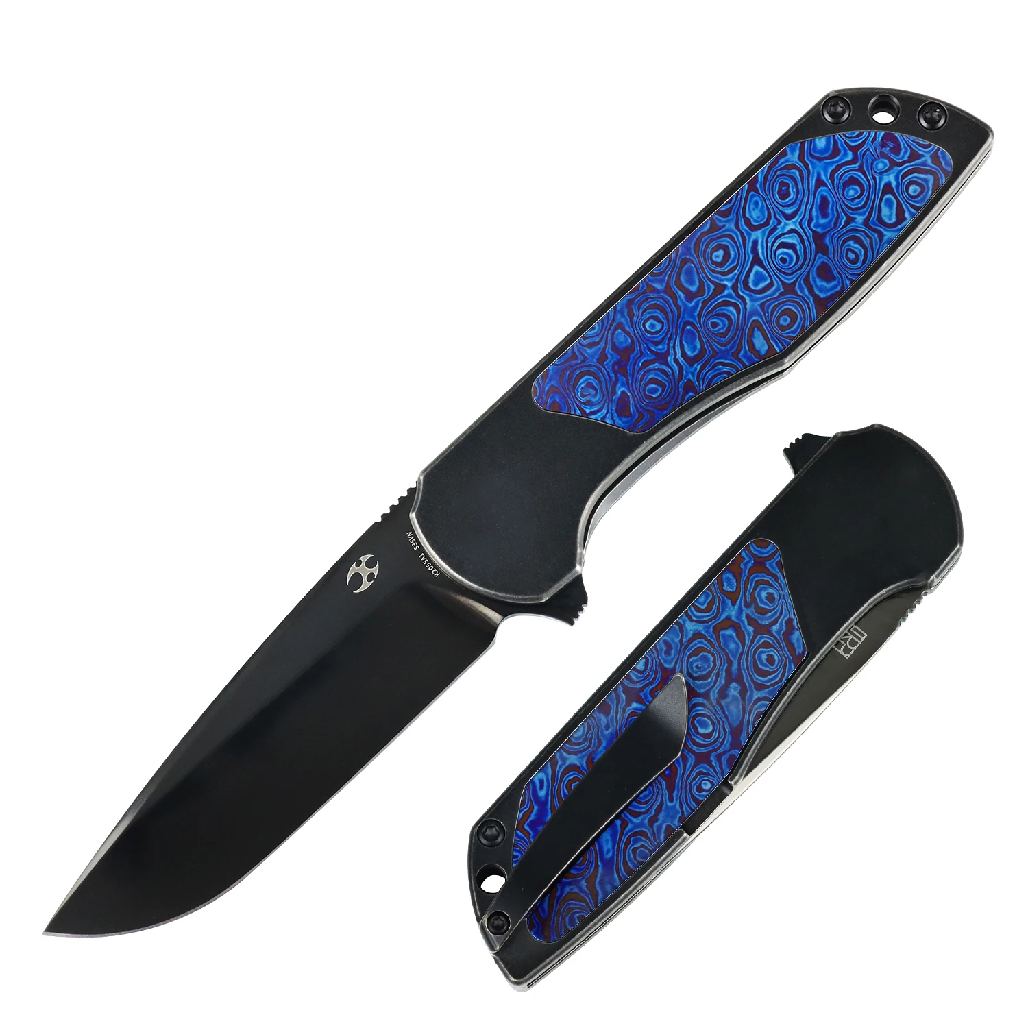 Kansept Knives K2055 Ptarmigan 3.12'' CPM S35VN Blade with Titanium/Timascus Handle for Daily Use for Camping Outdoor Use