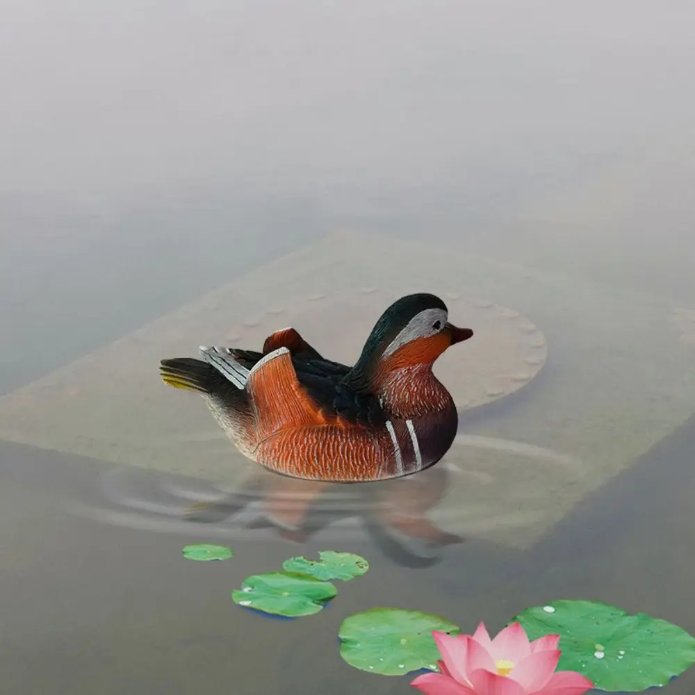

Durable Realistic Mandarin Duck Statue Floating Resin Swan Sculpture Cute Animal Figurine Courtyard Pond