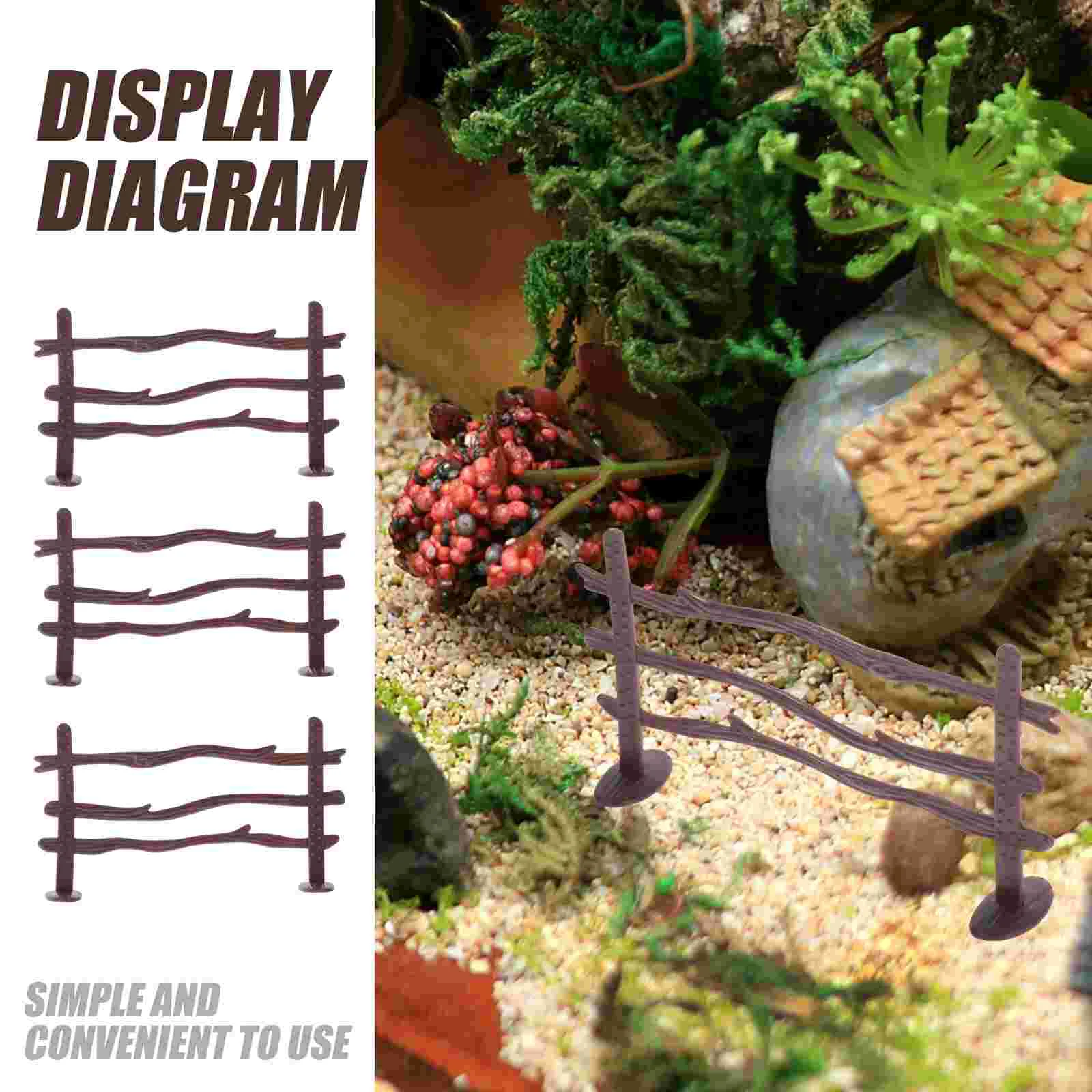 농장 울타리 장난감 갈색 인형 집 피켓 미니 정원 펜싱 소형 장식 모델 시뮬레이션 액세서리 세트