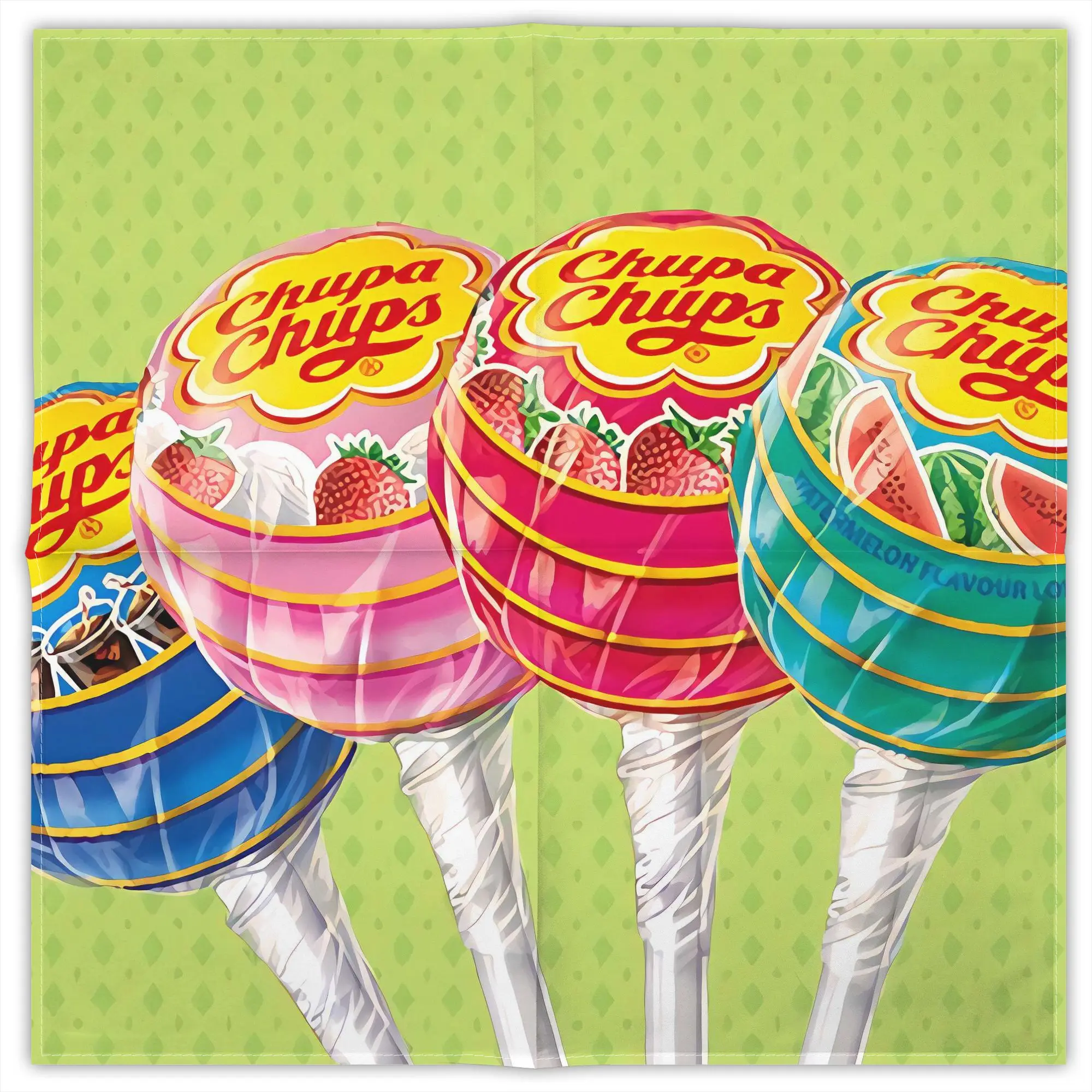 

Chupa Chups Candy Barcelona Lollipops Fashion Square Scarf Decorative Polyester Printed Daily