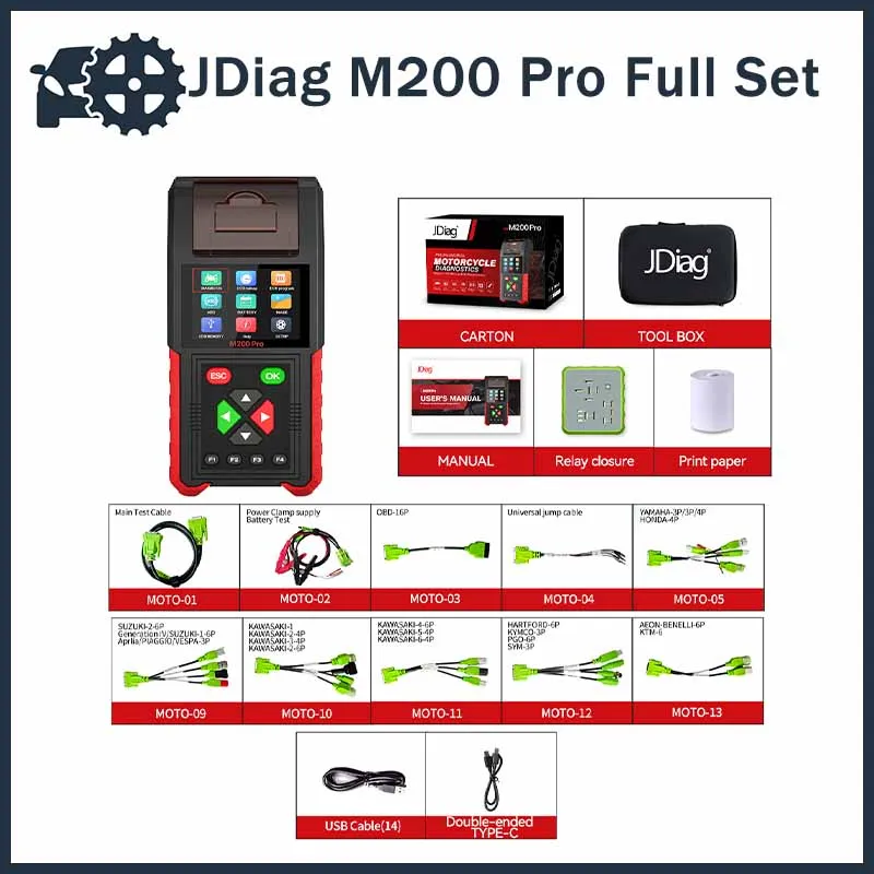 Jdiag M200PRO M200 Pro Full Version OBD2 Automotive car Diagnostic Tools Support ECU Remapping , ECU Programming for Hon-da M200