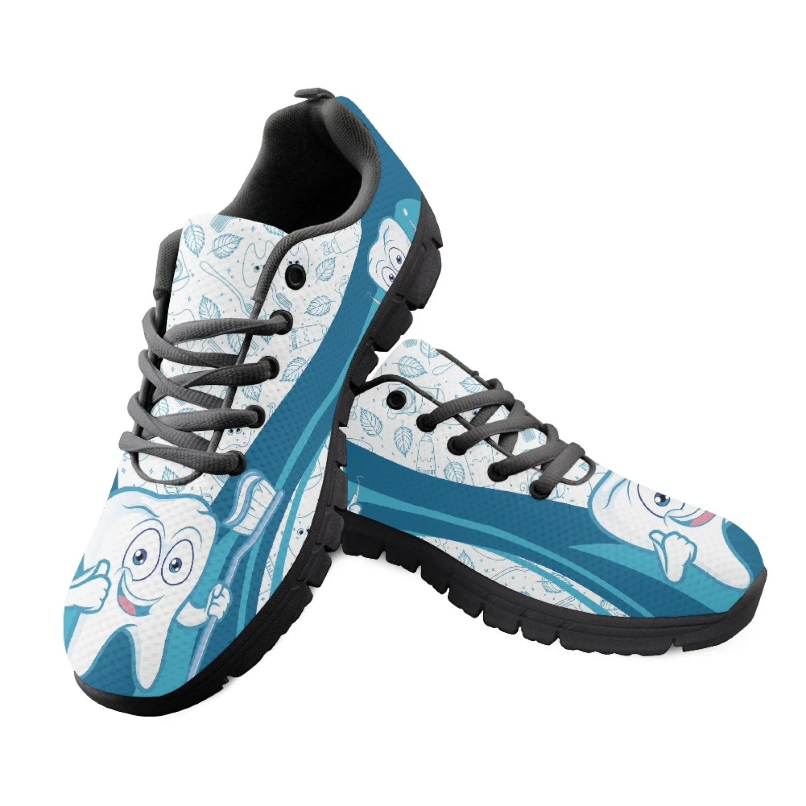 Coloranimal Cute Cartoon Tooth Men Cushioned Jogging Shoes for Long Standing Non-Slip Mens Athletic Sneakers for Outdoor