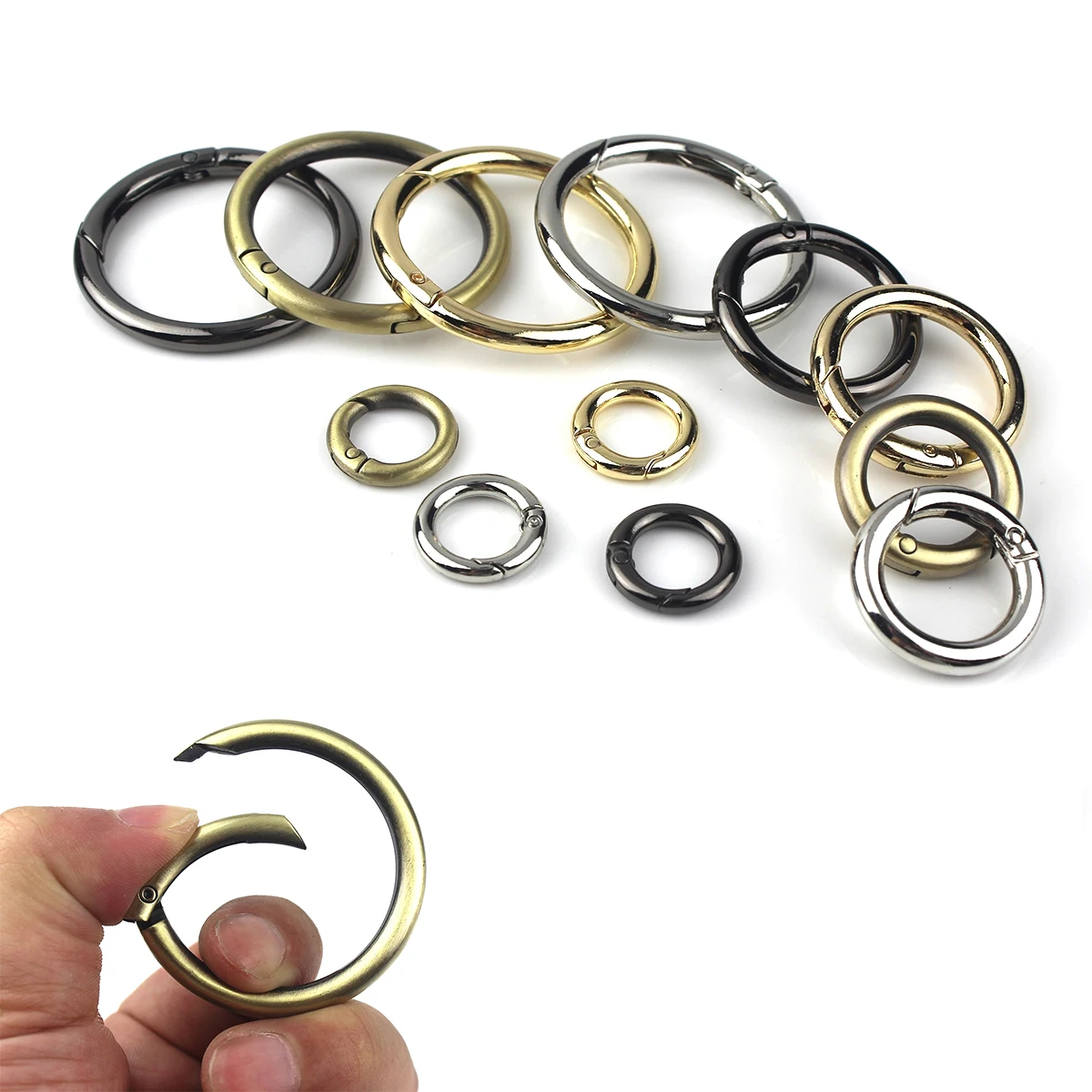 Metal spring gate O Ring Openable Keyring Leather Craft Bag belt strap buckle trigger snap clasp clip connector DIY accessory