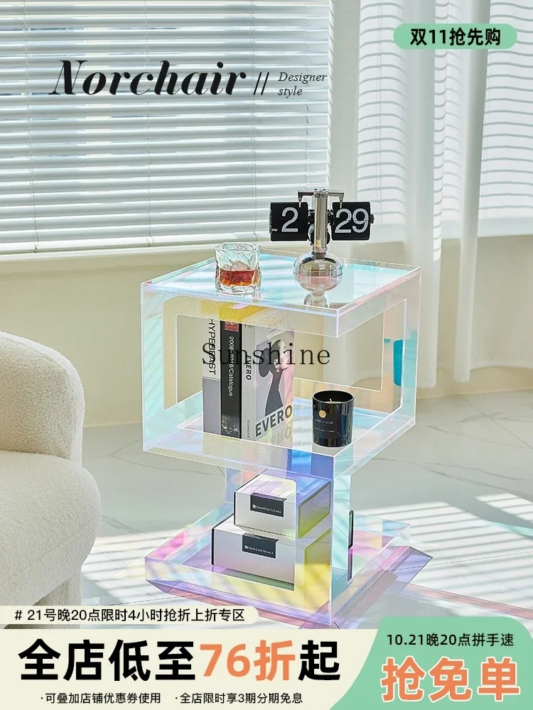 Creative colorful coffee table simple acrylic sofa Nordic light luxury storage corner table