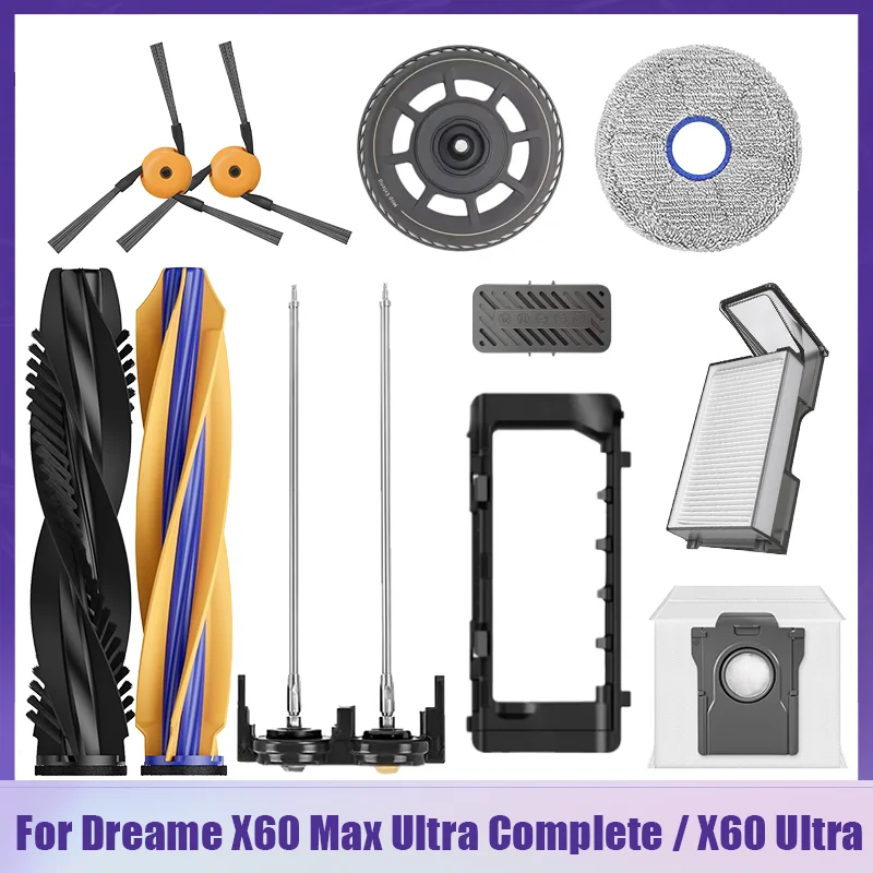 For Dreame X60 Max Ultra Complete/X60 Ultra/X60 Master Main Side Brush Dust Bag HEPA Filter Mop Cloth Accessories