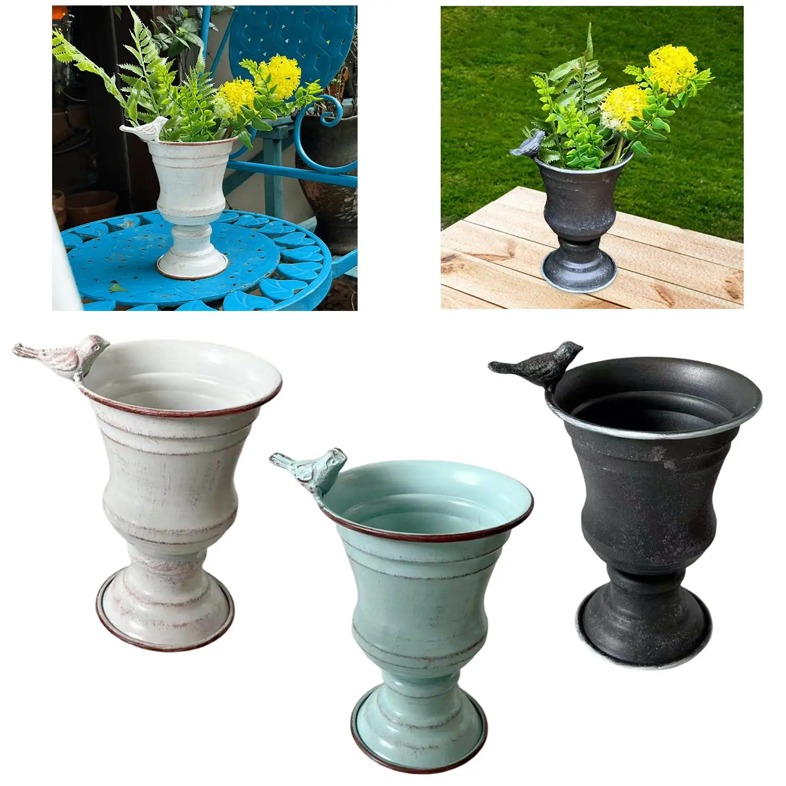 Flower Pot Planter Statue Decorative Gift with Drainage Hole Indoor Plants Outdoor Plant Pot for Table Centerpiece Desk Home