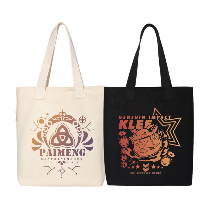 

Genshin Impact Single Shoulder Handbag Shopping Paimon Klee Canvas Bag Unisex Anime Student Backpack Ani