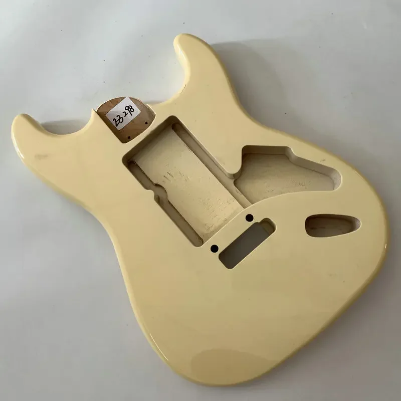 EB298 Cream Color ST Guitar Body 2 Pivots Bridges Custom Pickups Unfinished for Strato Guitar Replace and DIY with Damages