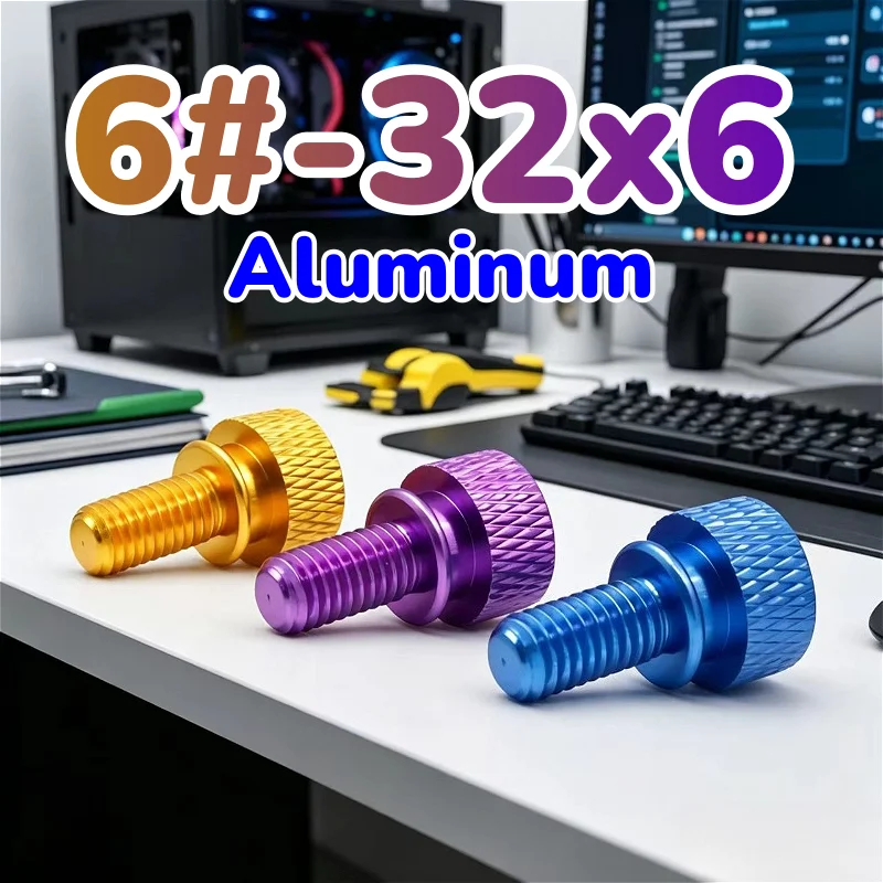 6#-32x6 Aluminum Colorful Anodized Step Thumb Screw/Computer Case Screws/Knurled Hand Grip Knob Bolts Thumbscrews