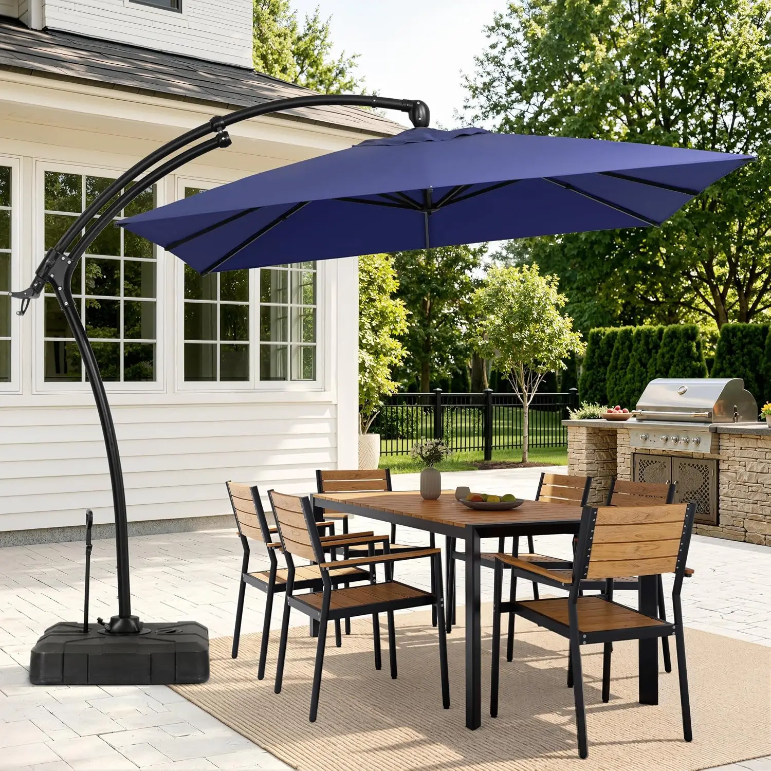 Large Offset Cantilever Umbrella with 350LB Wheeled Base 11FTx9FT, Customized