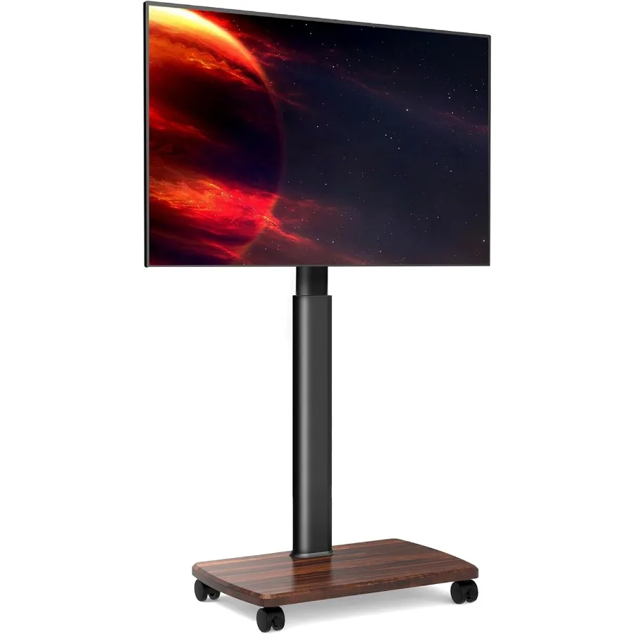 حامل تلفزيون متحرك لأجهزة التلفاز مقاس 32 إلى 65 70 بوصة عربة تلفزيون متنقلة محمولة على عجلات حامل أرضية عالمي طويل القامة مع حامل دوار مثالي