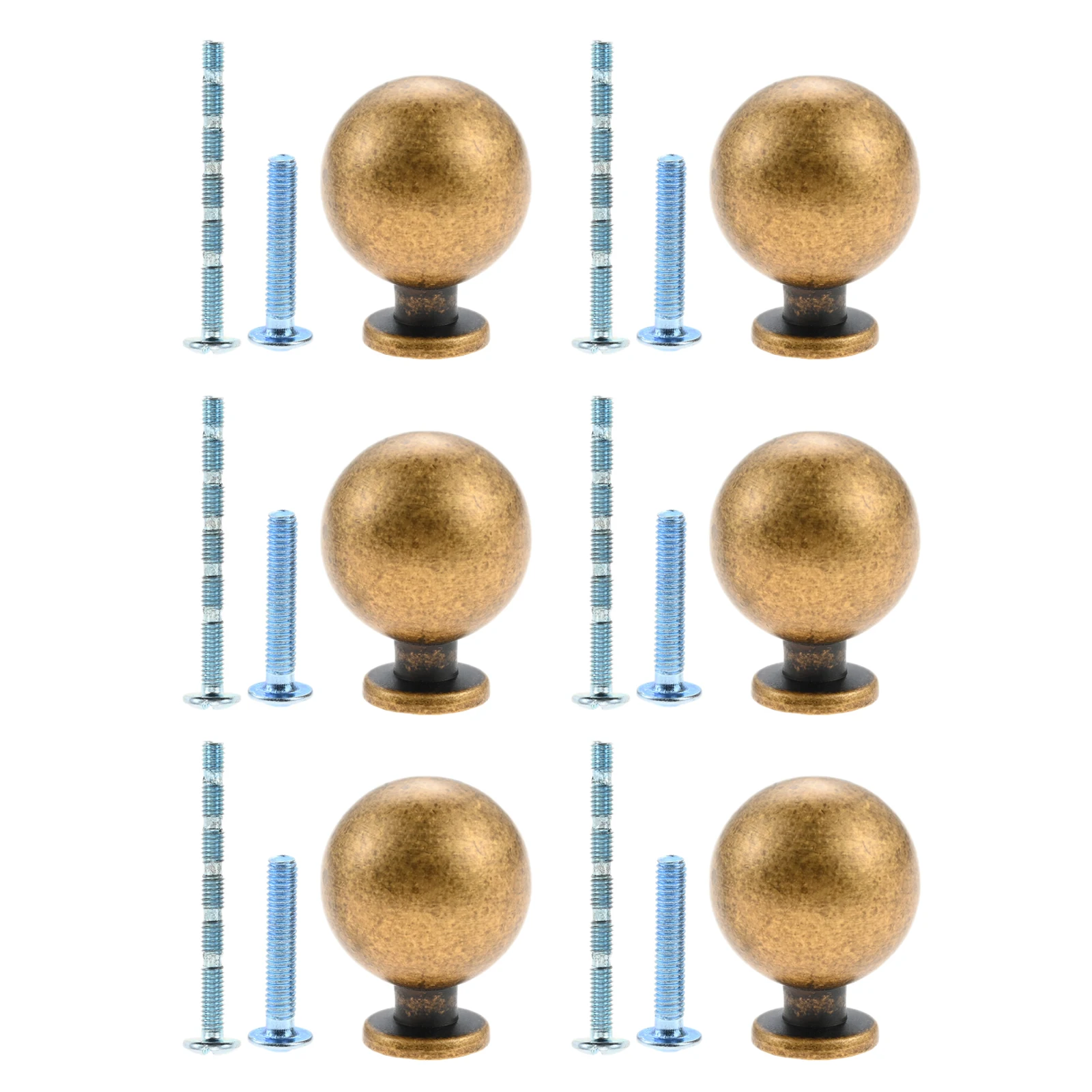 6 Stück 1 Zoll Vintage Messing Schrankknöpfe Kleine Kugel Küchengriff Schrankbeschläge Schubladengriffe Knöpfe für Möbel mit Schrauben