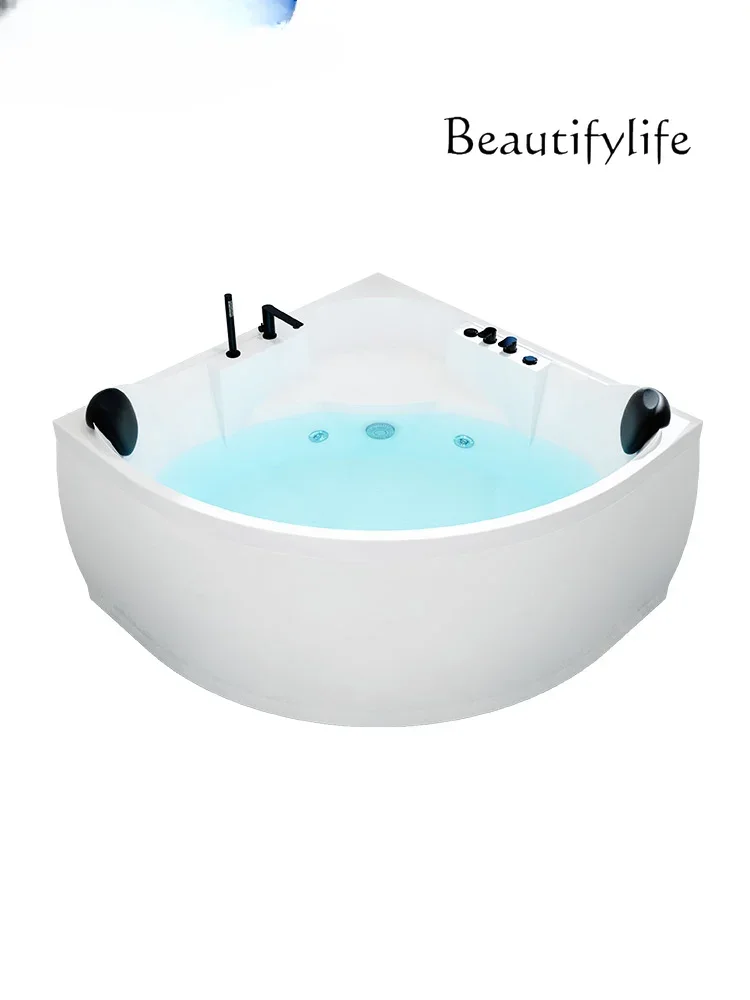 

Small Apartment Fan-Shaped Bathtub Household Double Massage Constant Temperature Bathtub Triangle Acrylic Bath