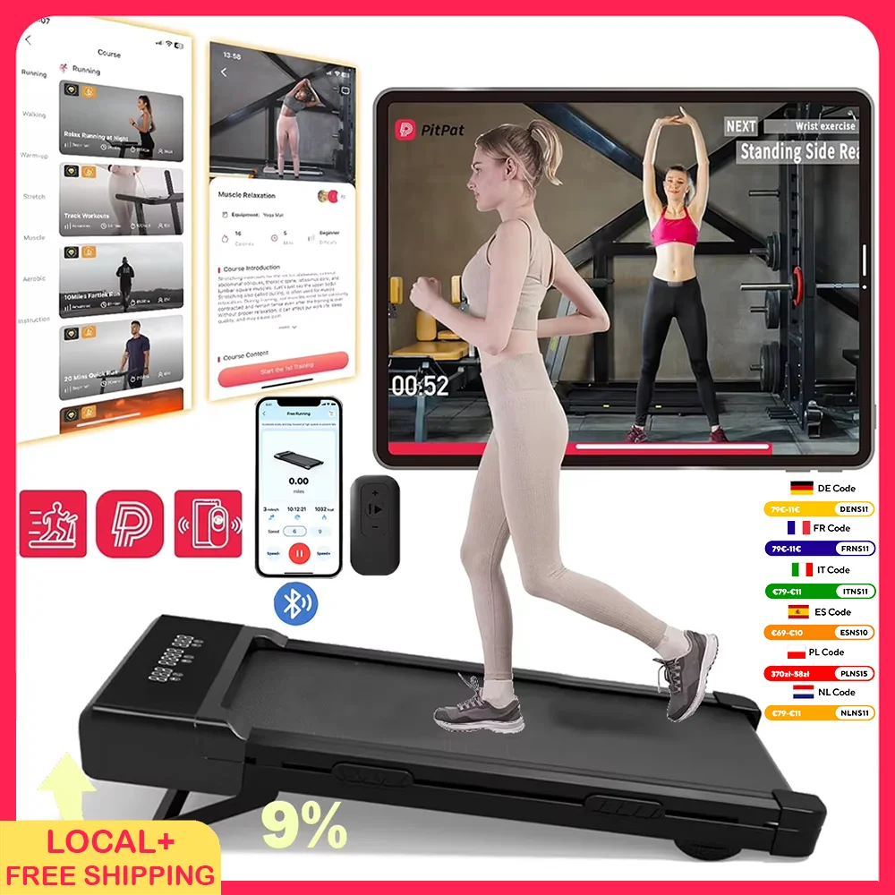Faltbares Laufband, 9 % Neigung, 3,8 Meilen pro Stunde/6 km/h, Gehpad für Heimlaufbänder, LCD-Bildschirm, APP-Überwachung, 3,0 PS, Motor-Übungsgerät