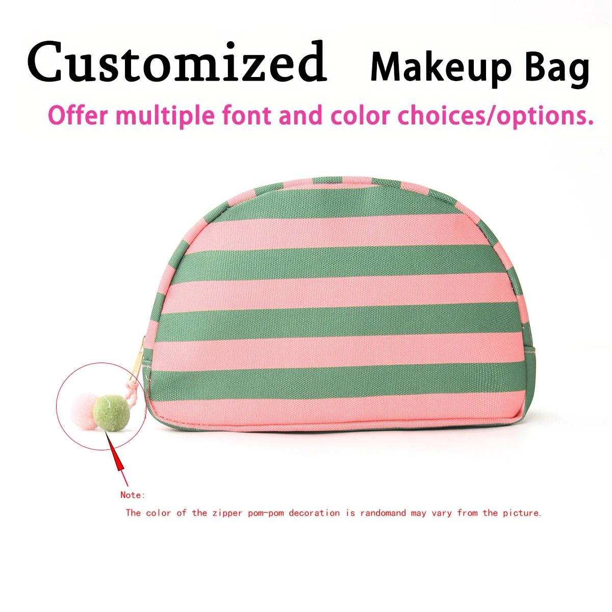 Customizable Text Shell-Shaped Makeup Bag Multiple Colors Large Capacity High Quality Polyester Fashionable Cosmetic Pouch