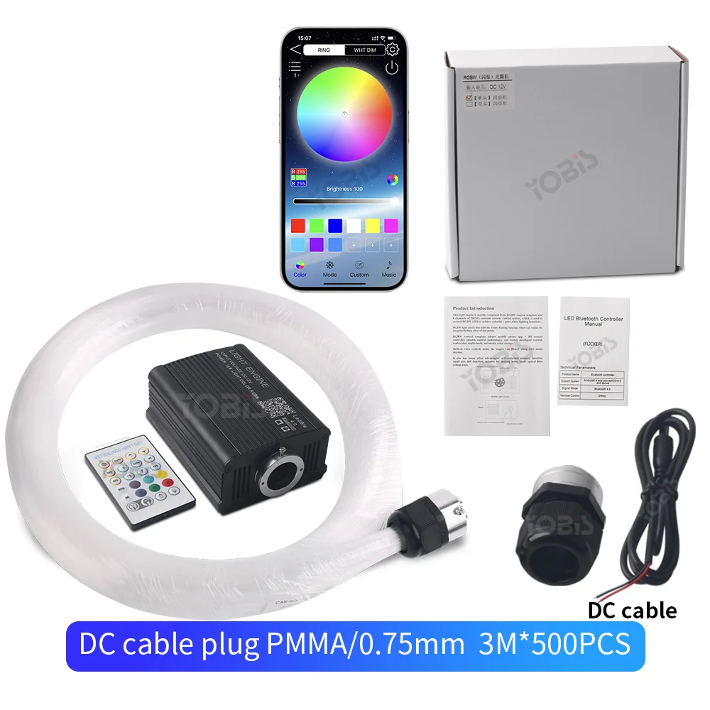 GUADSUN 16W Twinkle Starry Sky Car Star Deckenleuchte Bluetooth APP RGB Glasfaser Licht 500 Stück Innenatmosphäre Licht Autodach Stern 9