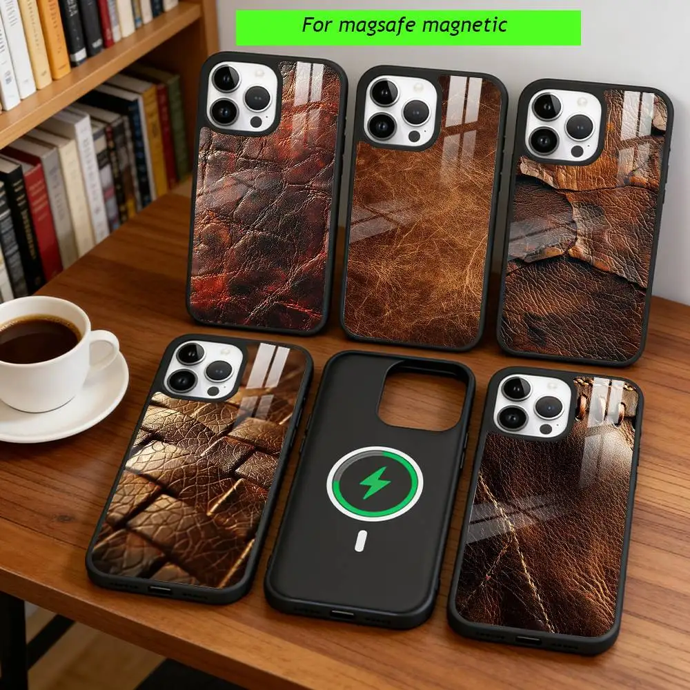 

Rustic Brown Western Country Leather Phone Case For iPhone17,16,15,14,13,12,11 Plus,Pro Magnetic For Magsafe Wireless Charging