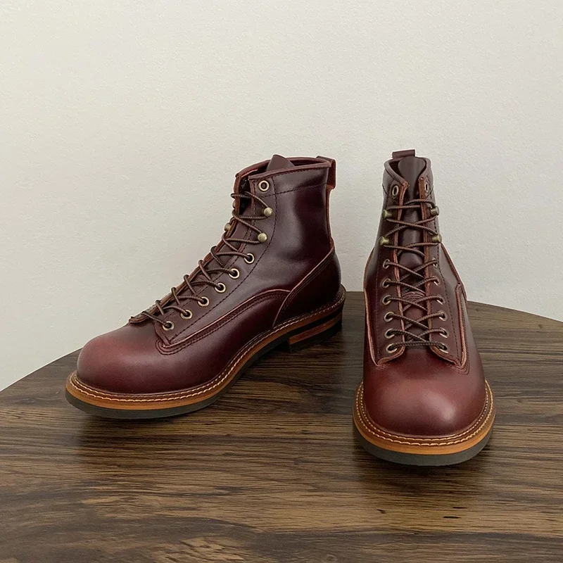 Tailor Brando Vintage Handmade Men Casual Cow Leather Shoes High Quality Dress Ankle Boots British Tooling Work Motorcycle Boots