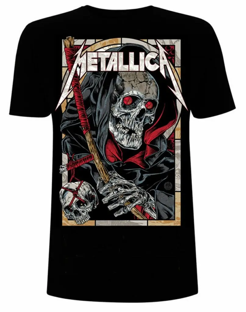 New Metallica Rock Metal Band Retro Skeleton Reaper 3D Neutral T-shirt Street Wear Short Sleeve Round Neck Shirt Men's Wear