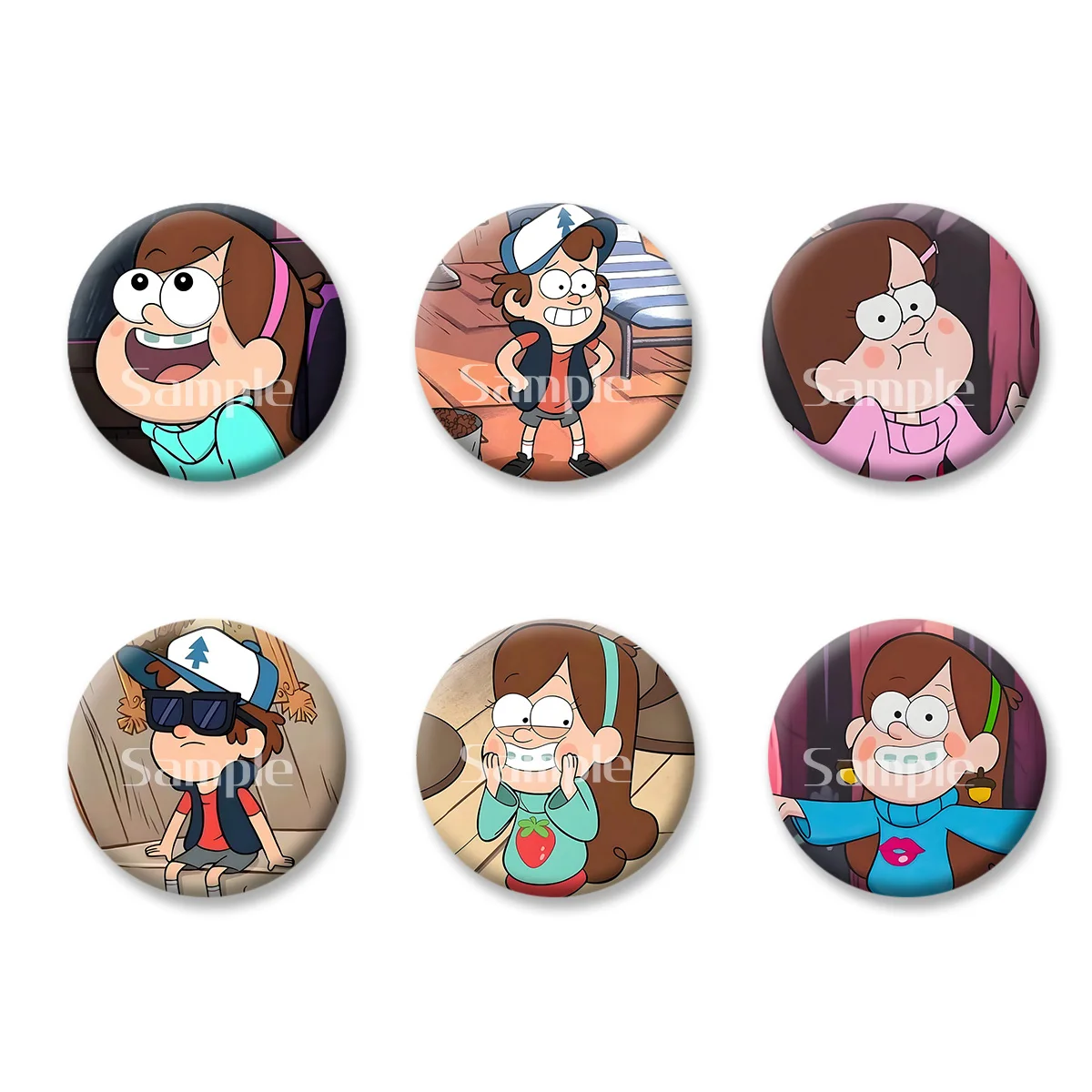 

Gravity Falls Mabel Dipper Anime Cartoon Flash Badge Keychains Makeup Mirror Fridge Magnet ACG Goods Game Peripherals Toy Gift