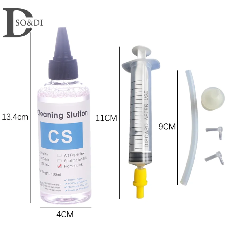 Soluzione di pulizia per la pulizia dell'inchiostro DTF da 100ml liquido per Kit di strumenti per la pulizia del tubo della testina di stampa della stampante DTF