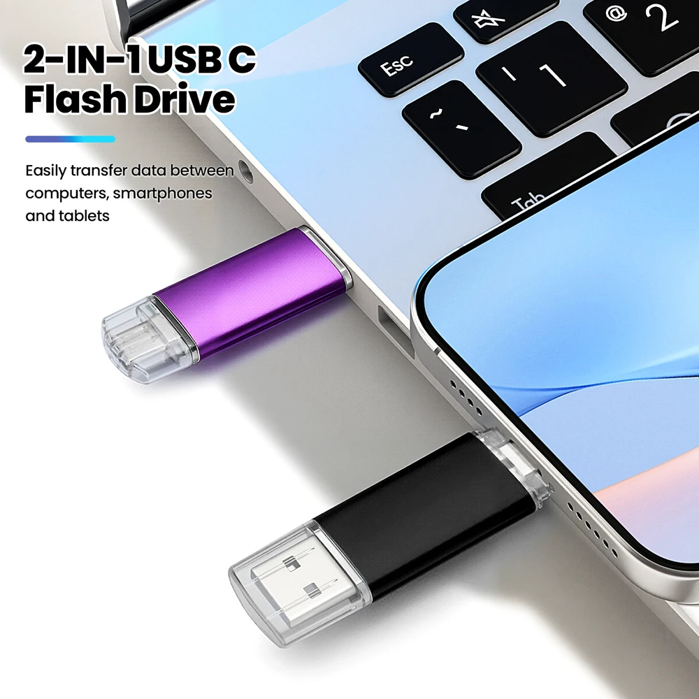 محرك أقراص فلاش USB من النوع C OTG 128GB 64GB 32GB 16GB 8GB 4GB USB Memory Stick 2.0 Pendrive عالي السرعة لجهاز Type-C