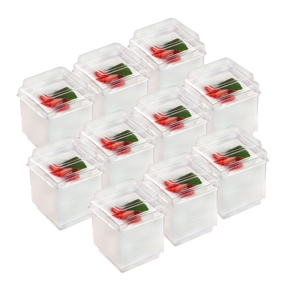 

20Pcs Transparent Tiramisu Cups Square Mousse Container for Jelly Yogurt Dessert Cake Mousse Cups Jelly Cup