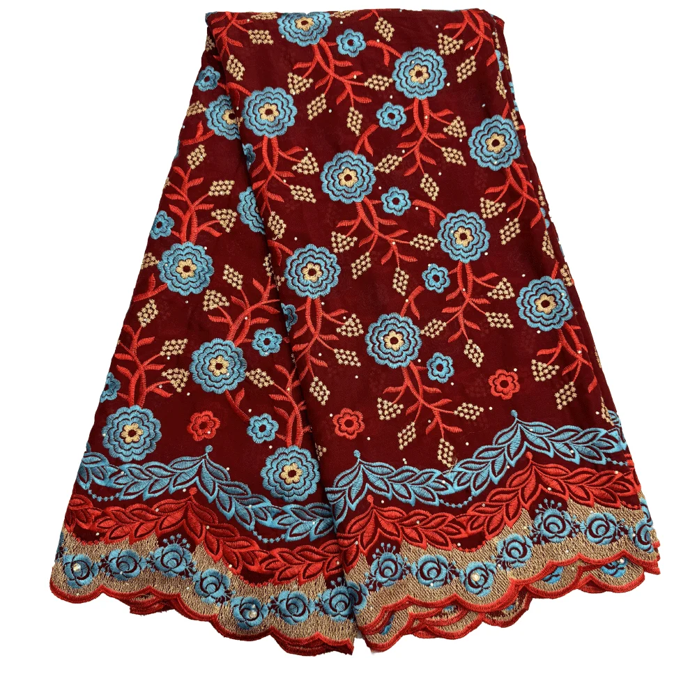 

Dubai Swiss Voile African Cotton Lace Fabric 2025 High Quality Lace Nigeria Rhinestones Cotton Lace Fabric For Women Party Dress