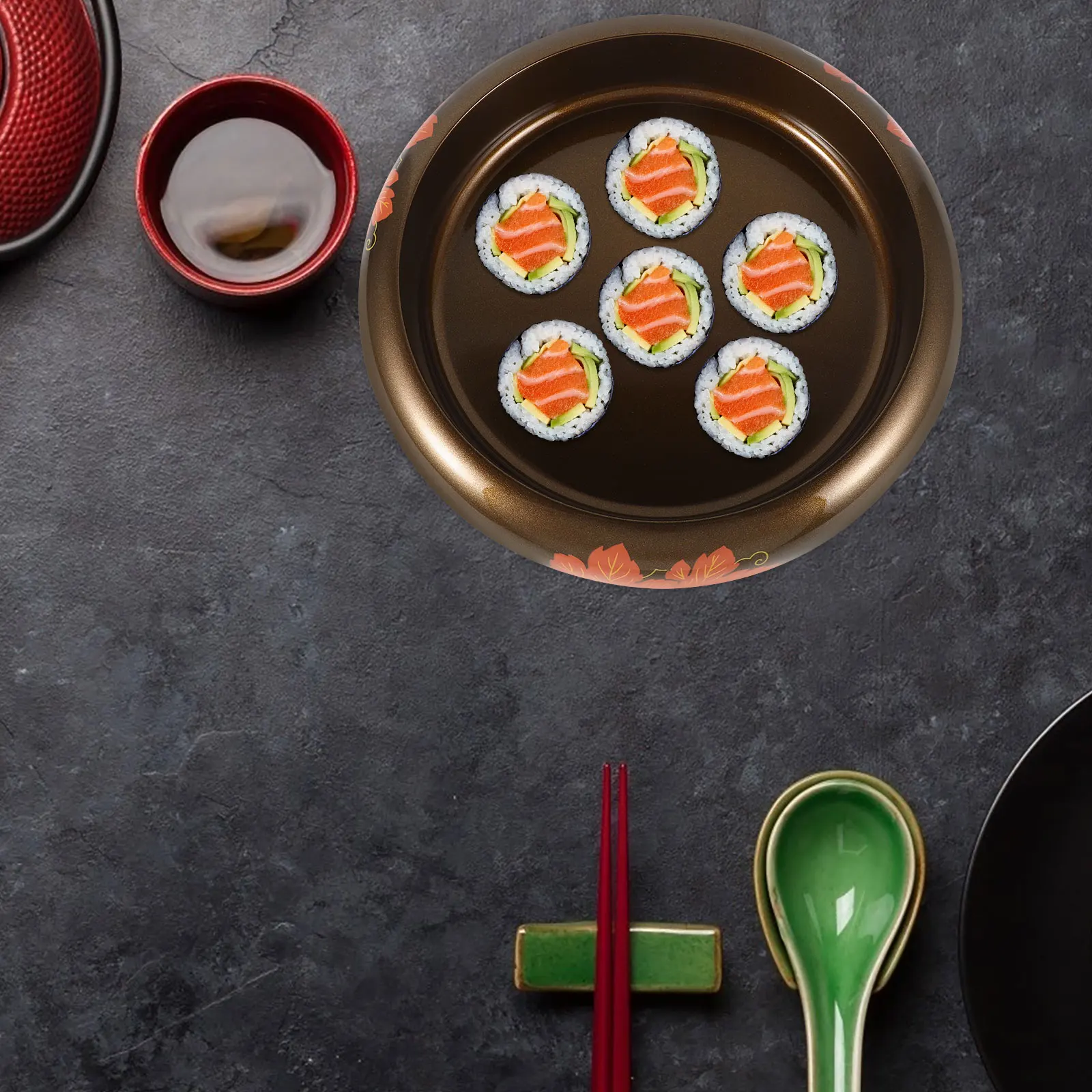 

Тарелка для сашими в японском стиле, круглая сервировочная тарелка для суши для лосося, закусок, десертов, свадебных вечеринок, легко чистится, сашими