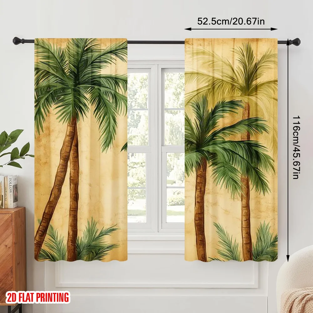 2pcs,2D plane printing Contemporary Curtains Tropical Canvas Polyester (without rod) Decorations Inside Perfect for Living Room,