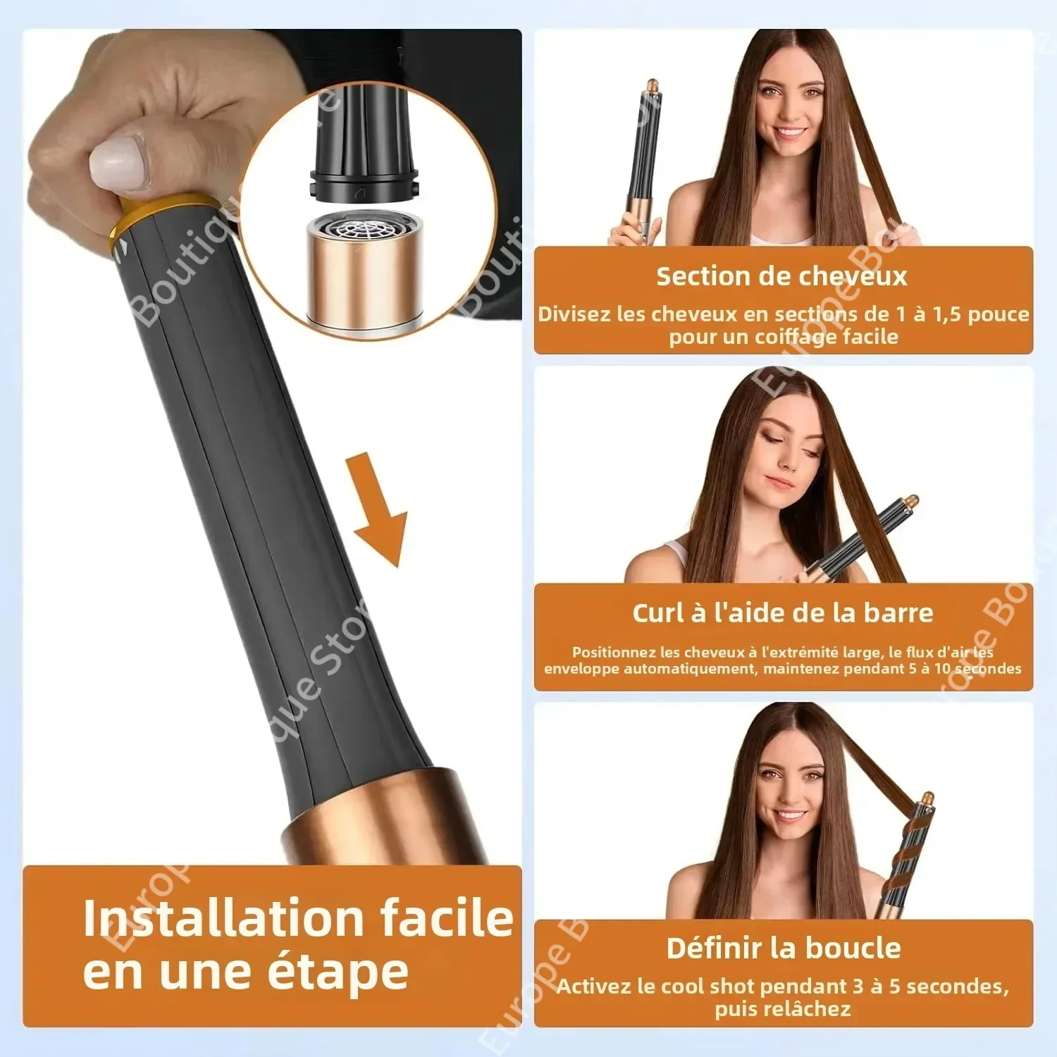 6 IN1 Multi Hair Styler, 1300W High Power, Combines Drying, Straightening and Curling Functions, Suitable for Home and Salon Use