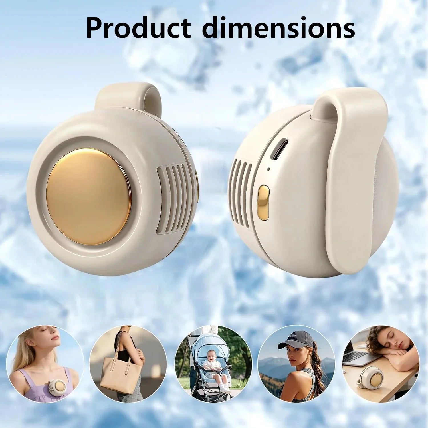 Tragbarer, geräuscharmer Mini-Ventilator ohne Rotorblätter, zum Anklemmen an Hemd oder Gürtel, einstellbar, 3 Geschwindigkeiten, hängender Wirbelwind-Ventilator – Detail 8