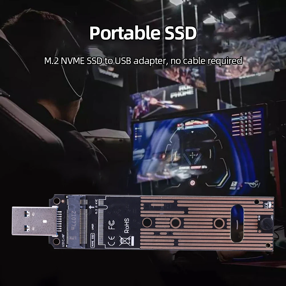 M.2 NVME Riser Board USB3.1 SSD Converter 10Gbps Gen 2 SSD To USB Adapter Card Plug and Play for Samsung WD Black Intel NVME SSD