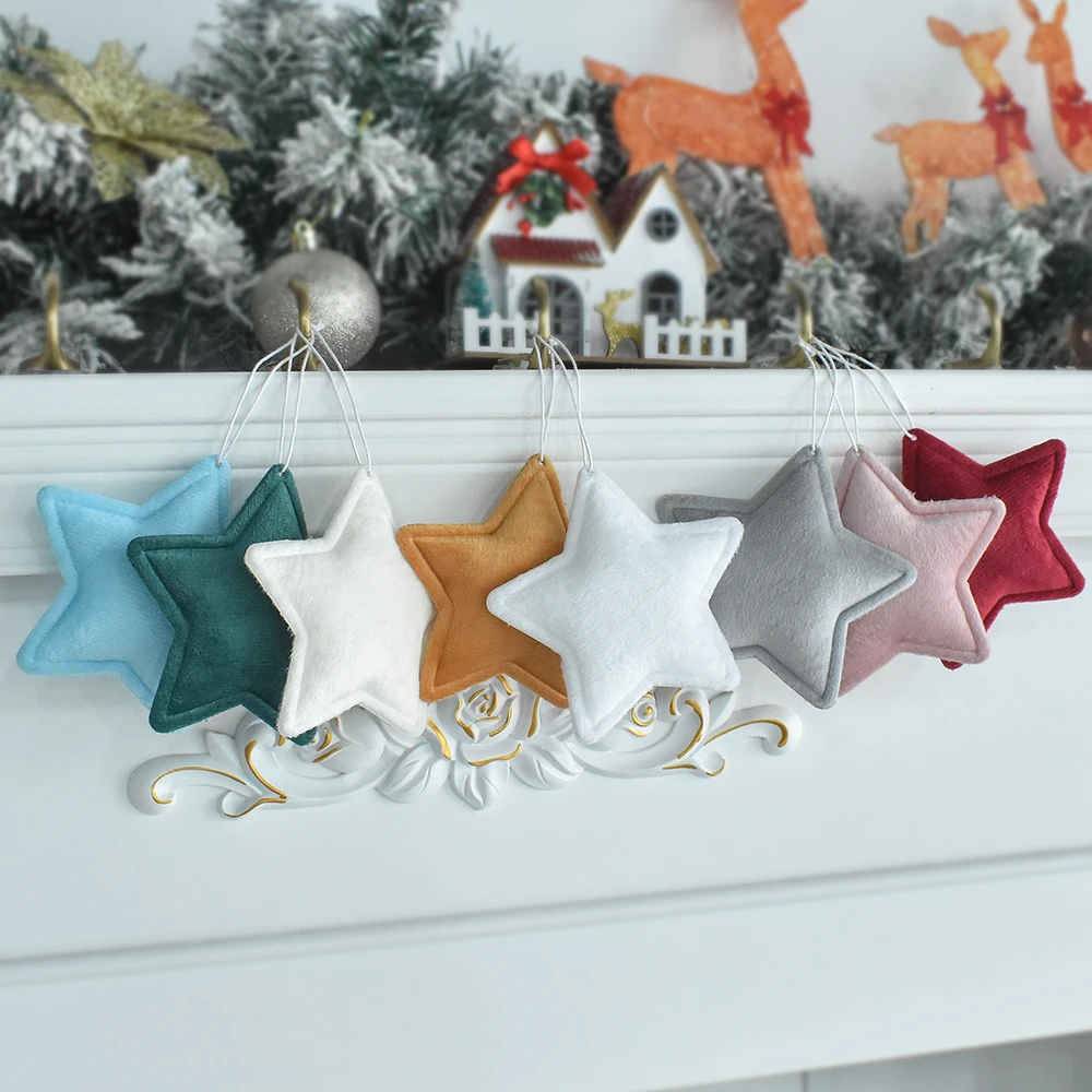 Christmas Ornament, Velvet Star Hanging Ornament, Christmas Tree Ornament, Party Decoration Star